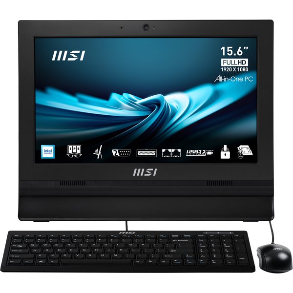 MSI Pro AP162T ADL-042XEU All-In-One PC Intel® N N100 39,6 Cm (15.6") 1920 X 1080 Pixel Touch Screen PC All-In-One 8 GB DDR4-SDRAM 256 GB SSD Wi-Fi 6E (802.11Ax) Nero-image