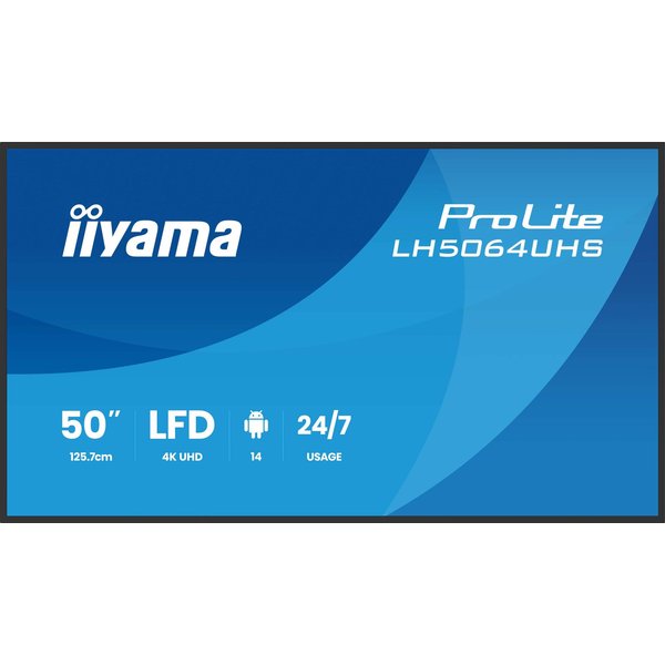 Iiyama LH5564UHS-B1AG Visualizzatore Di Messaggi Pannello Piatto Per Segnaletica Digitale 139,7 Cm (55") Wi-Fi 500 Cd/M² 4K Ultra HD Nero Processore Integrato Android 24/7-image