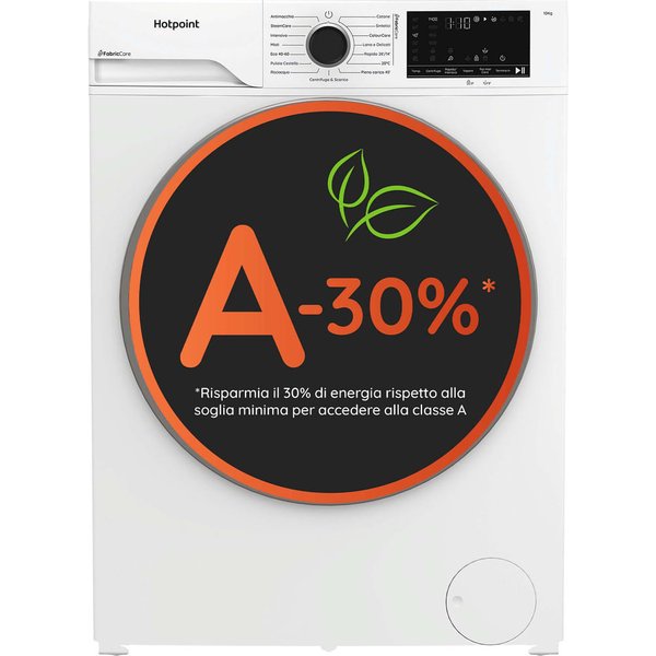 Hotpoint Ariston HB 103 Care It, Capacità 10Kg, Classe A -30%, Motore Inverter, 1400 Giri, Display Digitale Xl, Vapore,-image