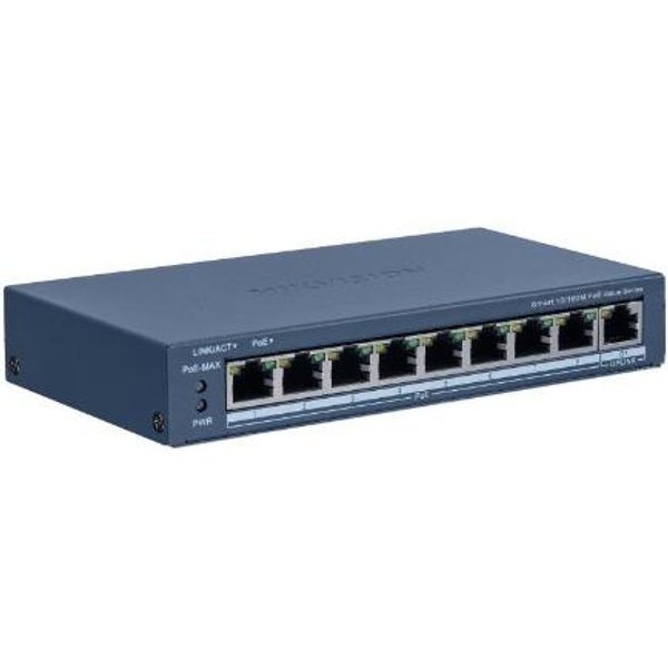 Switch Hikvision 8 × 10/100 Mbps Poe Port,1 × 10/100 Mbps RJ45 Port Poe Power Budget 60W, - DS-3E1309P-EI/M-image