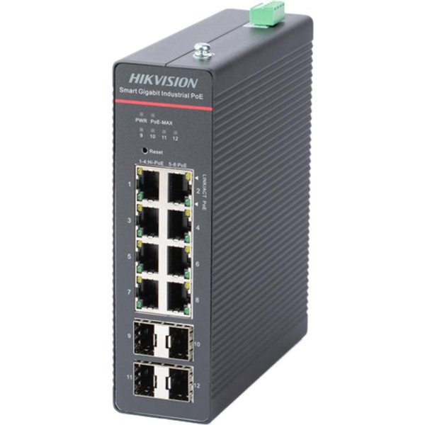 Hikvision Switch Industriale Smart Managed Gigabit HI-POE 8 Ports-image