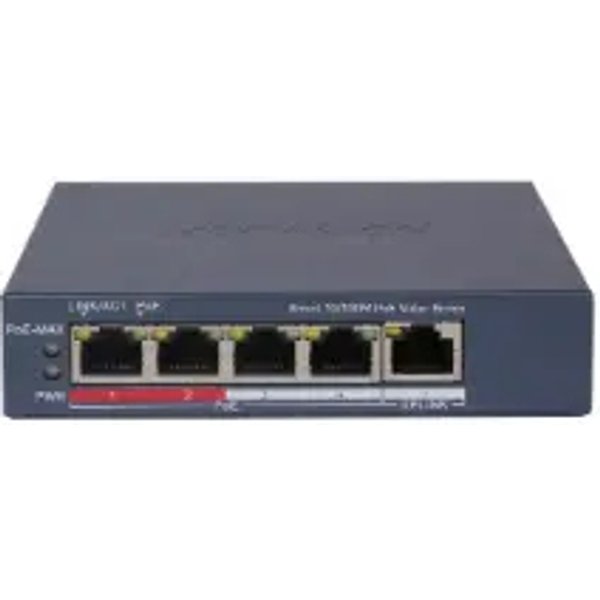 Switch Hikvision 4 × 10/100 Mbps Poe Port,1 × 10/100 Mbps RJ45 Port Poe Power Budget 45W, - DS-3E1105P-EI/M-image