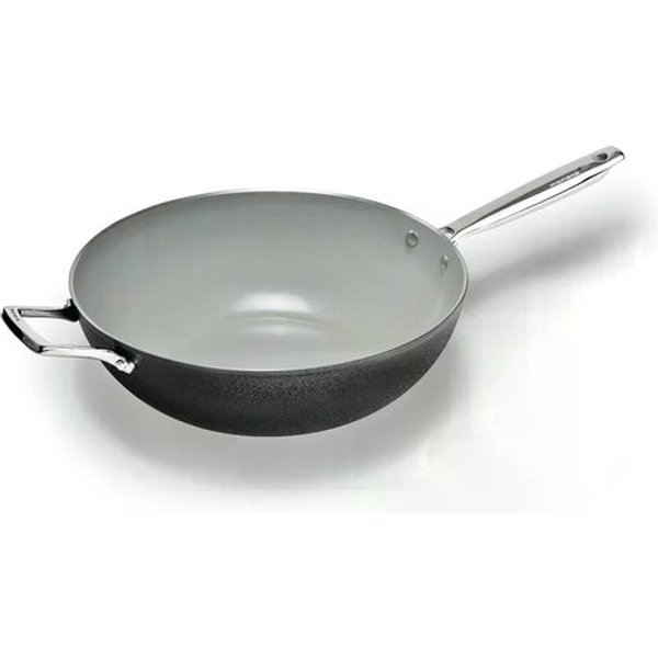 Wok Alluflon Moneta 0005394332 Armonia Finegres Con Doppio Manico Nero-image