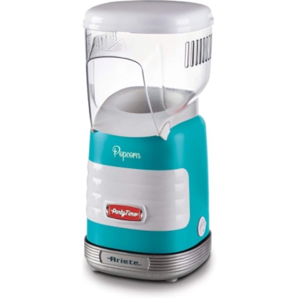 Ariete 2956, Pop Corn Party Time, Macchina Per Pop Corn, Scoppia 60Gr Di Mais Per Pop Corn In 2 Minuti Con Aria Calda, Senza Grassi, 1000 Watt, Celeste-image