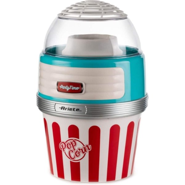 Ariete 2957 Pop Corn XL Party Time - Macchina Per Popcorn - Scoppia 60Gr Di Mais In 2 Minuti Ad Aria Calda - Ciotola Estraibile - 1100 Watt - Celeste-image