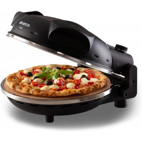 Ariete 917 Forno Pizza - Pizza In 4 Minuti - Piastra In Pietra Refrattaria Con Trattamento Antiaderente - Temperatura Max 400° - 1200 Watt - Timer 30’ - Nero-image