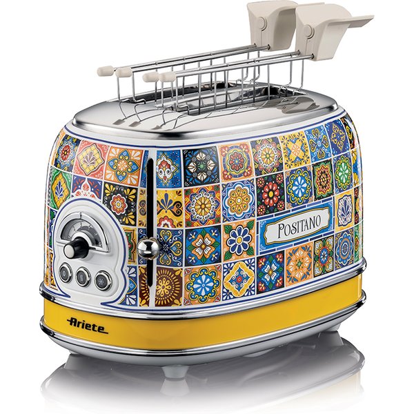 Ariete 155 Tostapane Positano, 810W, 2 Fette, 6 Livelli Di Doratura, Vassoio Raccogli Briciole, Funzione Defrost, Espulsione Automatica-image