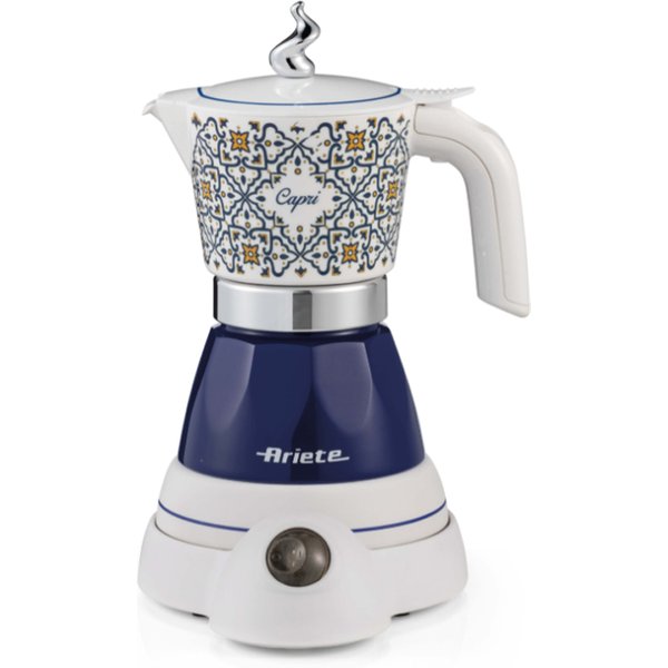 Ariete 1358 Moka Aroma Capri/Positano, Moka Elettrica, 400W, 2/4 Tazze, Cordless, Spegnimento Automatico, Mantenimento Temperatura-image