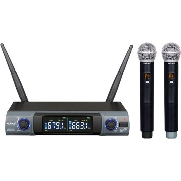 Kit Microfoni Karma Set 8302 Doppio Palmare UHF Black E Grey-image