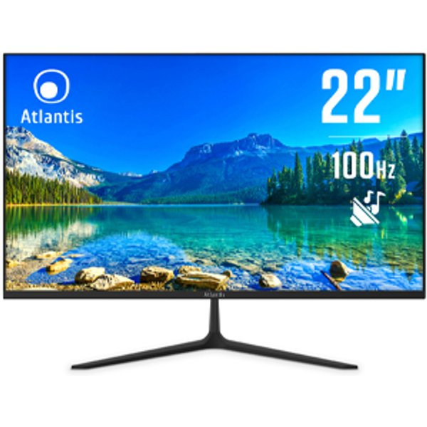 Monitor Atlantis LED 21,5 Wide A05-HE22VF-VHM VA 100HZ 1920X1080 5Ms 250±15Cd/M² 3.000:1 2X2W MM Vesa VGA Hdmi Black-image