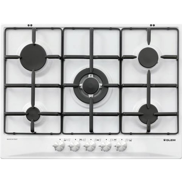 Glem GAS Piano Cottura GT755WH A Gas 5 Fuochi Gas Colore Bianco-image