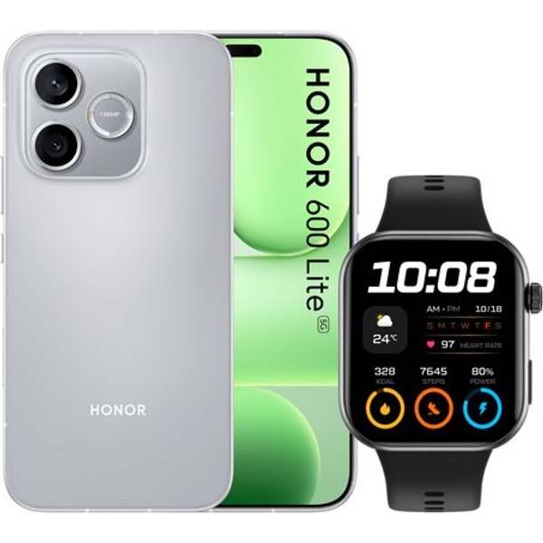 Honor Bundle 600 Lite 256GB V Grey+Watch 2I Black 16,8 Cm (6.6") Doppia SIM 5G USB Tipo-C 8 GB 6520 Mah Grigio-image