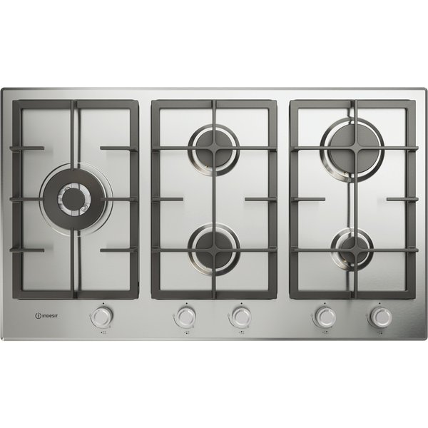 Indesit IN 9522 IX 1 Piano Gas Inox 90Cm 5 Fuochi Bruciatore Doppia Corona Griglie In Ghisa Lavabili In Lavastoviglie-image