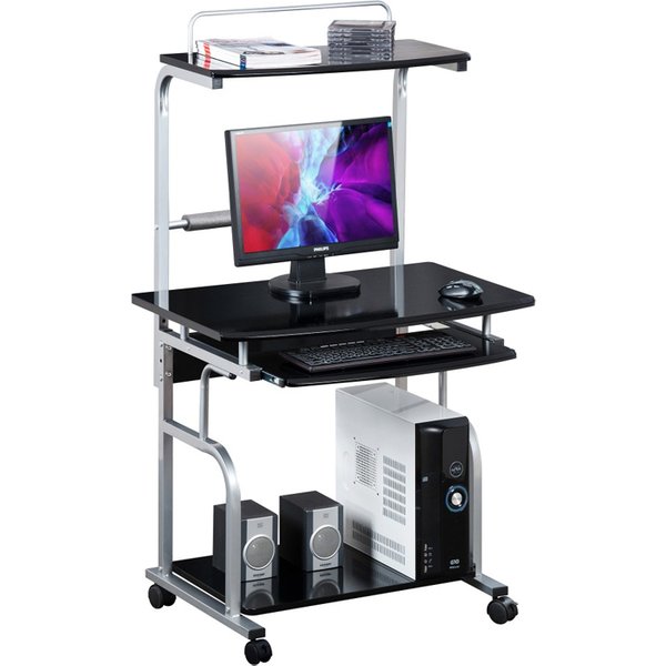 Techly Scrivania Per Computer Compatta Multifunzione, Nero Lucido (ICA-TB 7800BK)-image