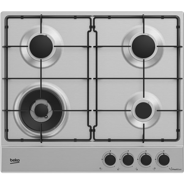 Beko HIAW64224SXE: Piano A Gas Con Practiclean, 3 Bruciatori + 1 Wok, 60 Cm-image