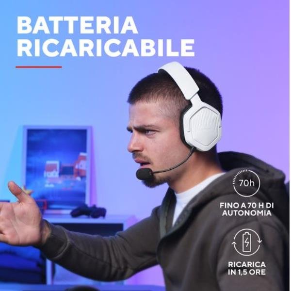 Trust GXT 493W Carus Auricolare Con Cavo E Senza Cavo A Padiglione, Casco Gaming USB Type-C / USB Type-A Bluetooth Bianco-image