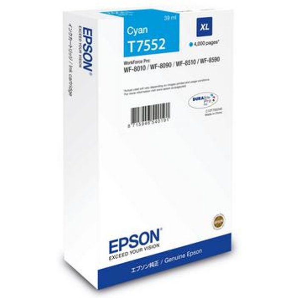 Epson C13T75524N Cartuccia D'inchiostro 1 Pz Originale Resa Elevata (Xl) Ciano-image