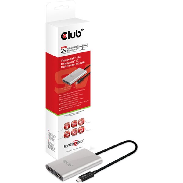 Club3D Thunderbolt™ 3 To Displayport™ 1.2 Dual Monitor 4K 60Hz-image