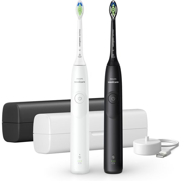 Philips Sonicare Serie 5300 Sonicare Spazzolino Elettrico Sonico Con Base Di Ricarica E Custodia, 2 Livelli Di Intensità, Sensore Di Pressione Confezione Da 1 Spazzolino Bianco E 1 Spazzolino Nero HX7109/01-image