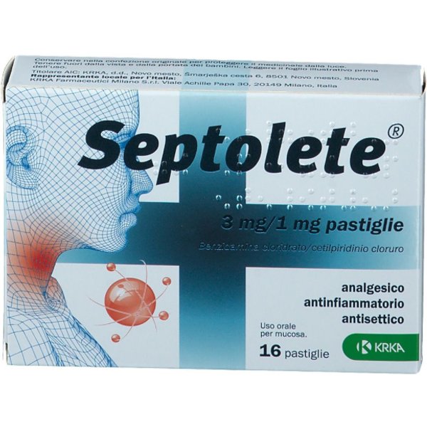 Septolete Analgesico Antifiammatorio 16 Pastiglie 3Mg+1Mg-image