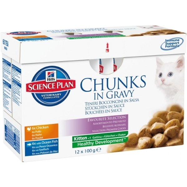 Hill's Feline Offerta Kitten Multipack Ocean Fish & Chicken 10+2 Pouches Cf. 12X85 Gr-image