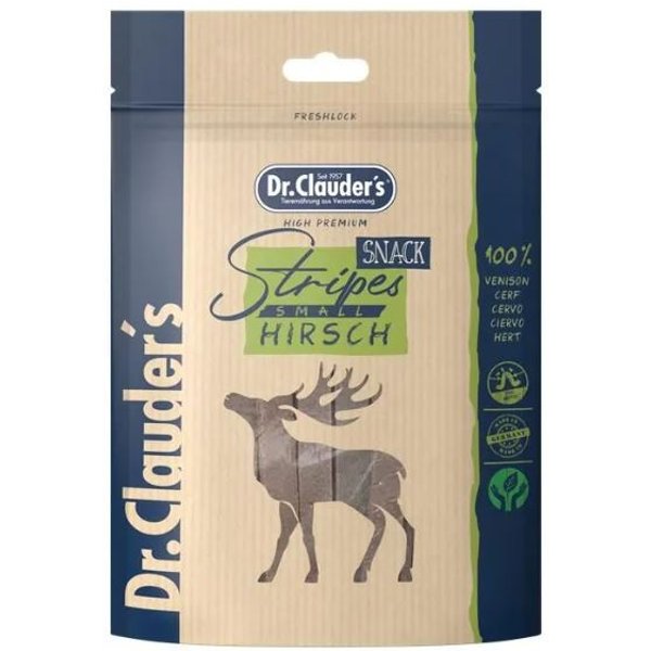 Dr. Clauder's Cane/Gatto Snack Stripes Piccolo Filetto Di Cervo 80 Gr-image