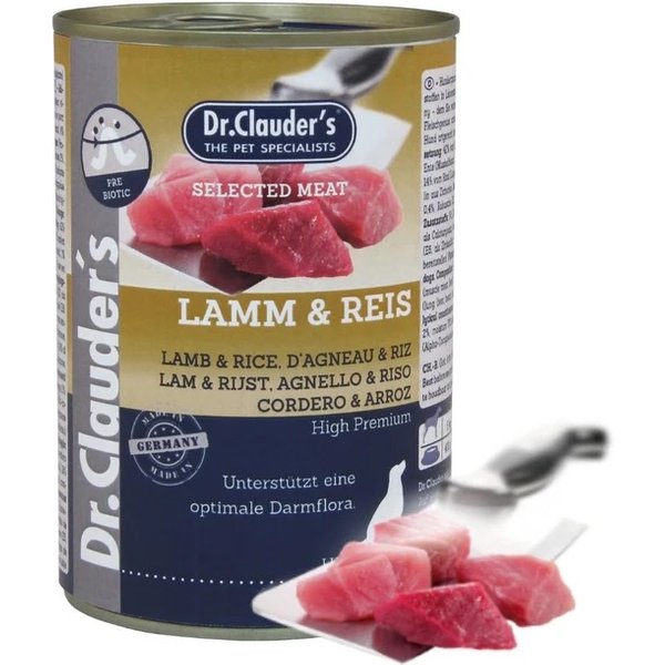 Dr. Clauder's Cane Selected Meat Adulto Agnello & Riso Lattina 400 Gr-image