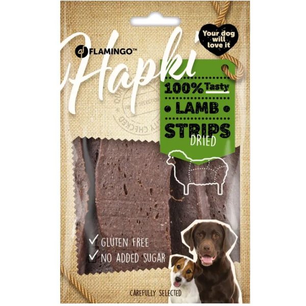Flamingo Cane Snack "Hapki" Strisce DI Agnello 85 GR-image