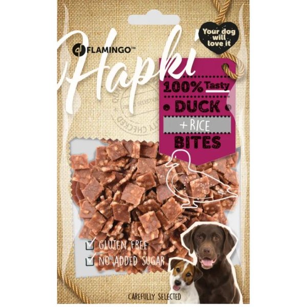 Flamingo Cane Snack "Hapki" Cubetti DI Anatra & Riso 85 GR-image