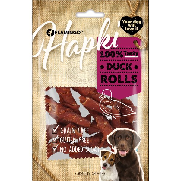 Flamingo Cane Snack "Hapki" Rollini DI Anatra 85 GR-image