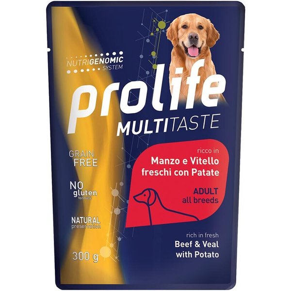 Prolife Cane Multitaste Adulto Manzo, Vitello & Patate Busta 300 GR-image