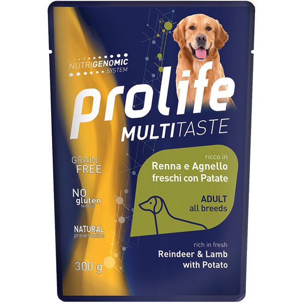 Prolife Cane Multitaste Adulto Renna, Agnello & Patate Busta 300 GR-image