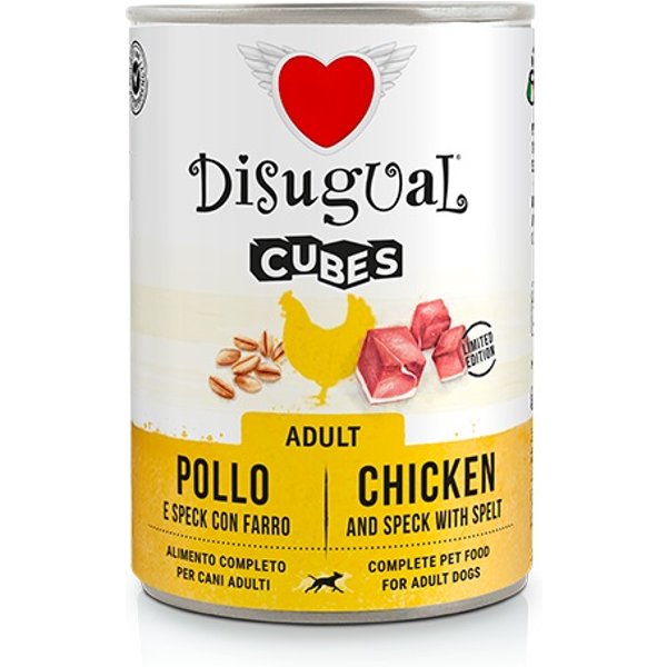 Disugual Cane Cubes Adulto Pollo, Speck & Farro Lattina 400 Gr-image
