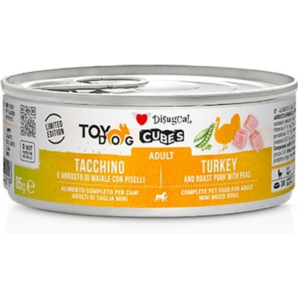 Disugual Cane Toydog Cubes Adulto Tacchino, Arrosto Di Maiale & Piselli Lattina 85 Gr-image
