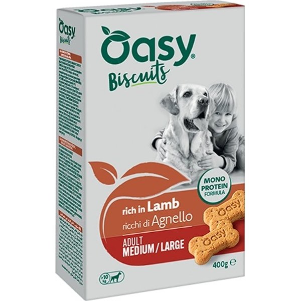 Oasy Cane Snack Biscuits Monoprotein Adulto Medium&Large Agnello 400 GR-image