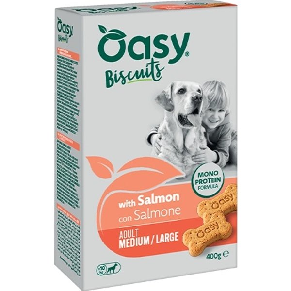 Oasy Cane Snack Biscuits Monoprotein Adulto Medium&Large Salmone 400 GR-image