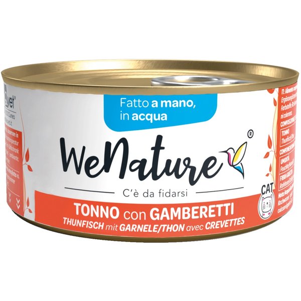 Wenature Gatto Lattina In Acqua Di Cottura Adulto Tonno & Gamberetti 85 Gr-image
