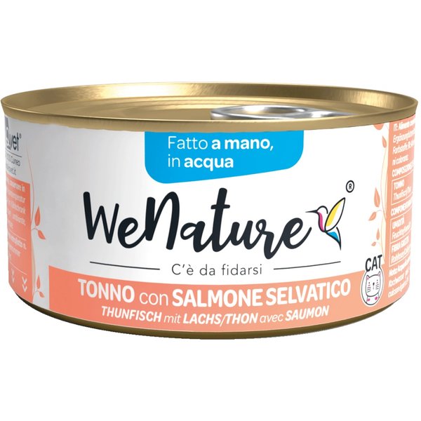 Wenature Gatto Lattina In Acqua Di Cottura Adulto Tonno & Salmone 85 Gr-image