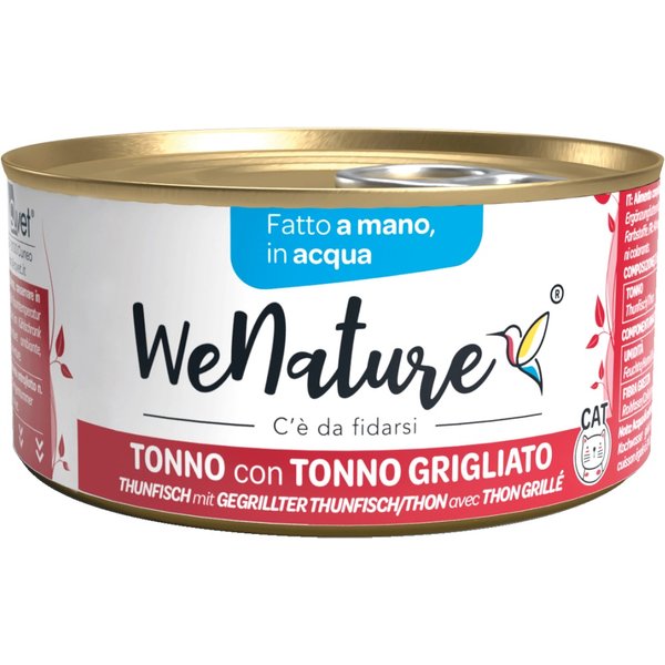 Wenature Gatto Lattina In Acqua Di Cottura Adulto Tonno & Tonno Grigliato 85 Gr-image