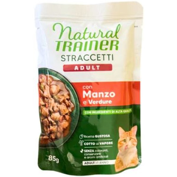 Trainer Gatto Natural Straccetti Adulto Manzo & Verdure 85 GR-image