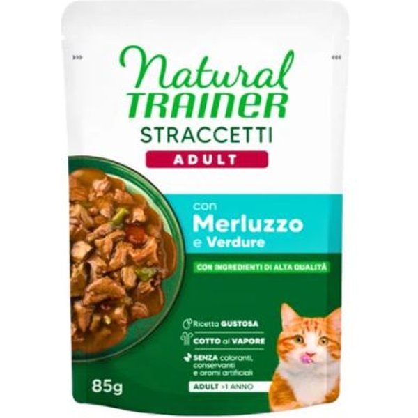 Trainer Gatto Natural Straccetti Adulto Merluzzo & Verdure 85 GR-image
