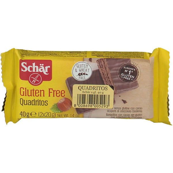 Schar Quadritos Wafer Con Cacao Ricoperti Di Cioccolato Fondente 40 G-image