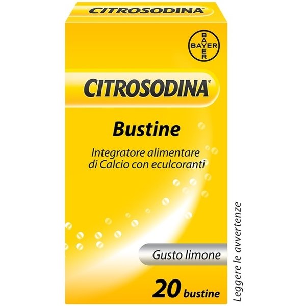 Citrosodina Effervescente, Integratore Alimentare Digestivo Con Calcio, Gusto Limone, 20 Bustine-image