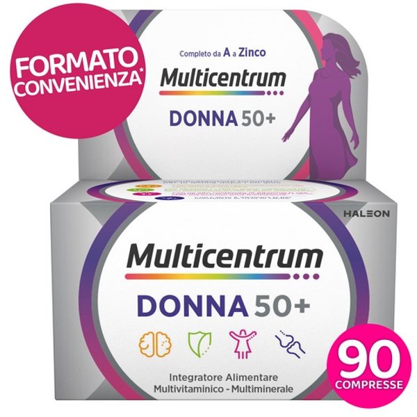 Multicentrum Donna 50+ Integratore Multivitaminico Completo Per Donne Oltre 50 Anni - Formato Convenienza 90 Compresse-image