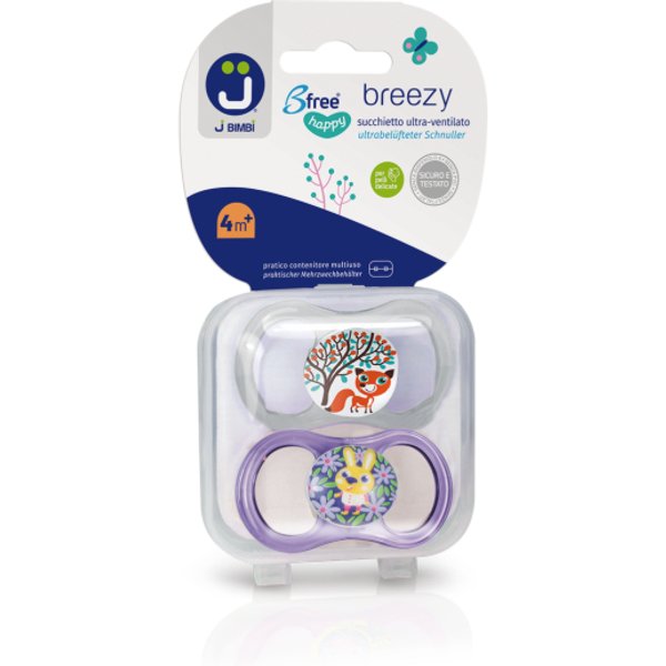 J Bimbi Bfree Breezy 4M+ Viola-Trasparente 2 Succhietti-image