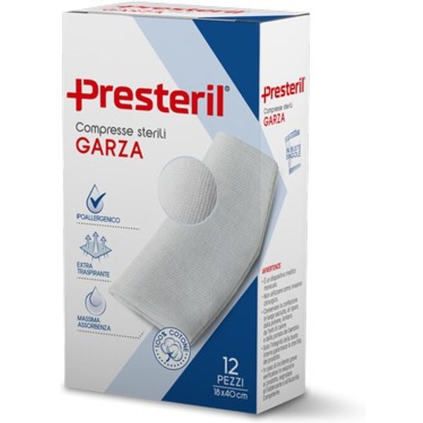 Presteril 12 Compresse Sterili Di Garza 12/8 F.U. 18X40Cm-image