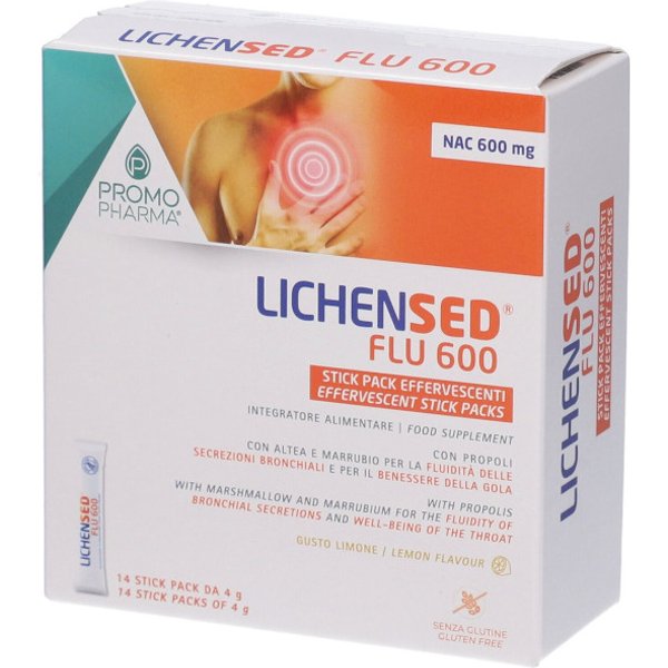 Lichensed Flu 600 – 14 Stick Per Gola E Secrezioni Bronchiali-image
