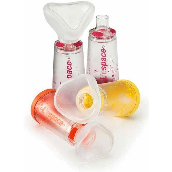 Camera Distanziatrice Per Erogatori Spray Predosati L'espace 220Ml Per Adulti Spazio Morto 88Ml Con Maschera Valvola Inspirazione 2 Valvole Espirazione Codice Colore Magenta-image