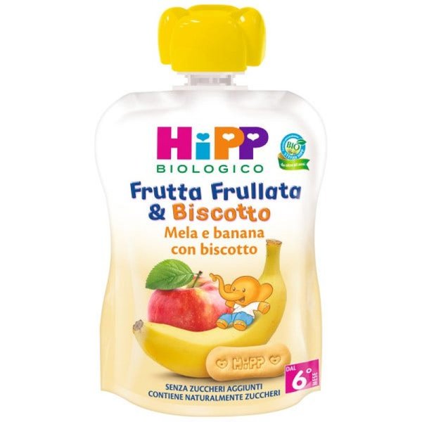 Hipp Bio Frutta Frullata Mela Banana Con Biscotto 90G-image