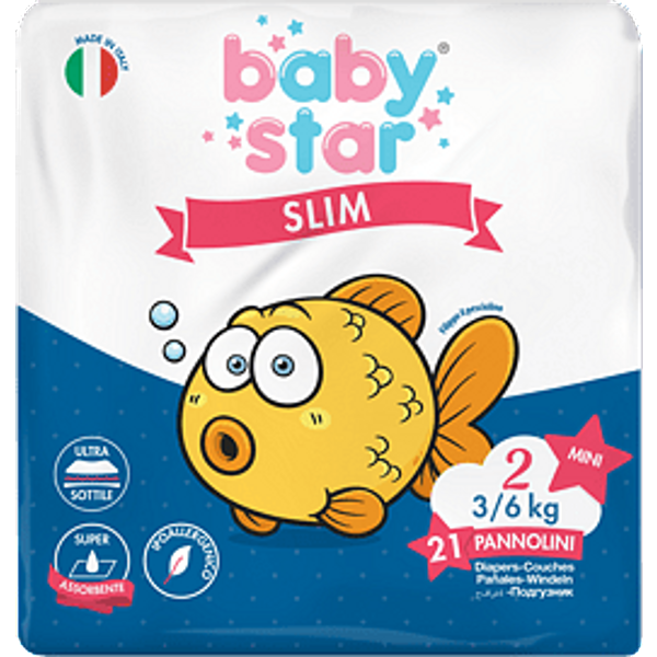 Pannolini Babystar Slim 3/6Kg Taglia 2 Mini 21 Pezzi-image